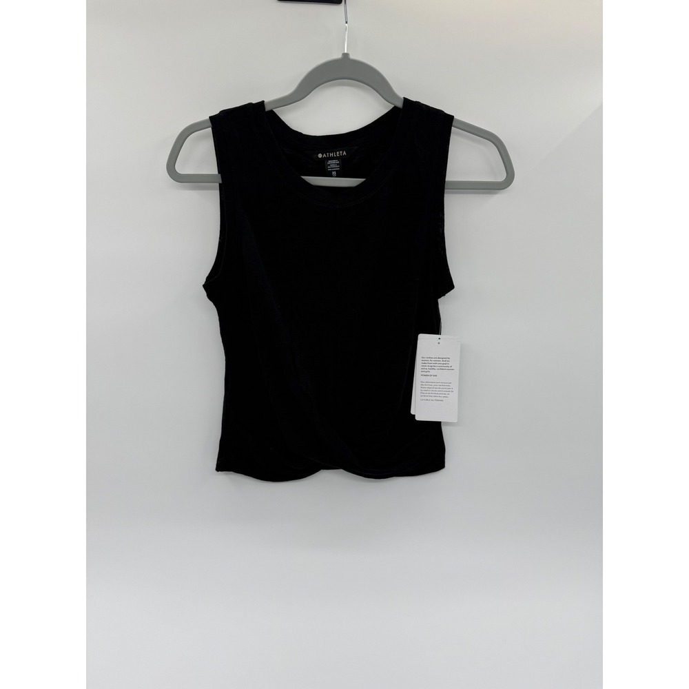 Athleta Breezy Twist Tank Black Crop Top Sleeveless XS 798401-04-2-0001